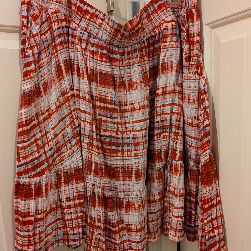 Torrid Red and White Plaid Skirt